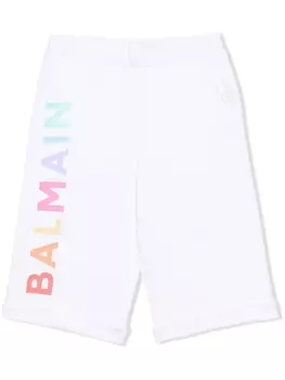 Balmain Kids шорты из джерси с логотипом, белый