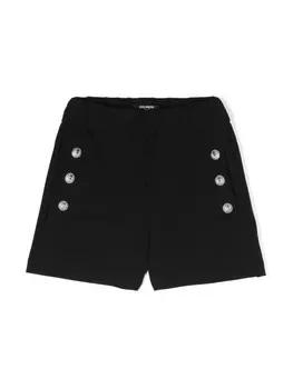 Balmain Kids шорты с гравированными пуговицами, черный