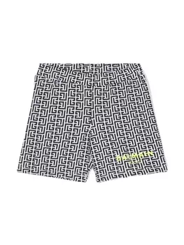 Balmain Kids шорты с монограммой, черный