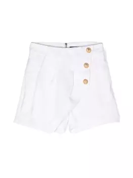 Balmain Kids шорты с тиснеными пуговицами, белый
