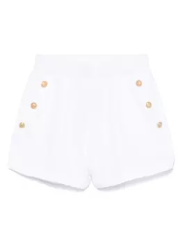 Balmain Kids шорты с тиснеными пуговицами, белый