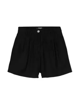 Balmain Kids шорты с высокой талией, черный