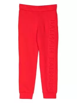 Balmain Kids спортивные брюки с логотипом, красный