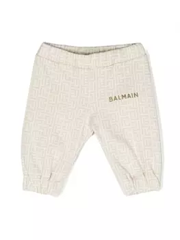 Balmain Kids спортивные брюки с монограммой, нейтральный цвет