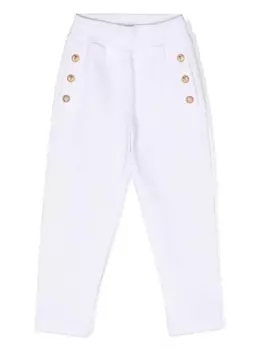 Balmain Kids спортивные брюки с тиснеными пуговицами, белый
