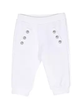 Balmain Kids спортивные брюки с тиснеными пуговицами, белый