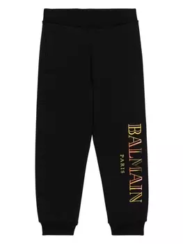 Balmain Kids спортивные брюки с вышитым логотипом, черный