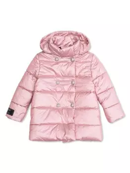 Balmain Kids стеганое пальто с капюшоном, розовый