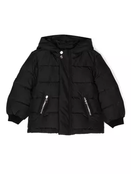 Balmain Kids стеганый пуховик с логотипом, черный
