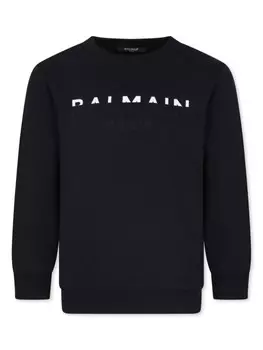 Balmain Kids толстовка из органического хлопка с логотипом, черный
