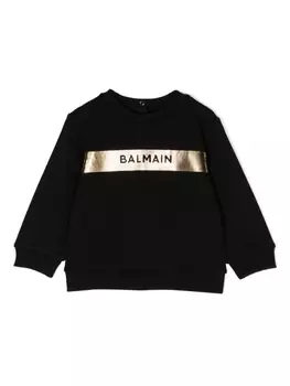 Balmain Kids толстовка с аппликацией, черный