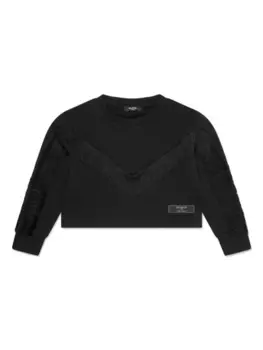 Balmain Kids толстовка с бахромой, черный
