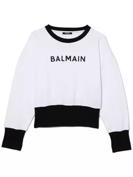 Balmain Kids толстовка с логотипом, белый