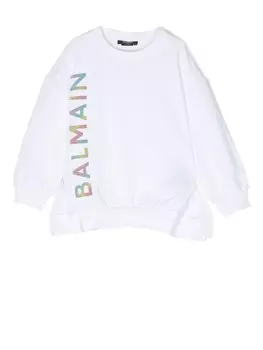Balmain Kids толстовка с логотипом, белый