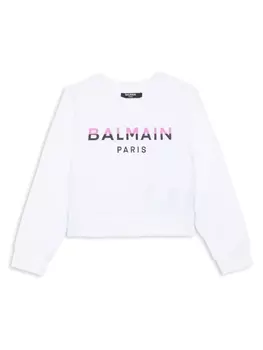 Balmain Kids толстовка с логотипом, белый