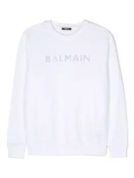 Balmain Kids толстовка с логотипом, белый