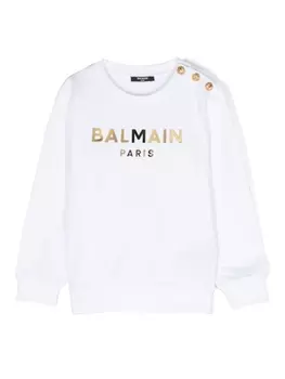 Balmain Kids толстовка с логотипом, белый