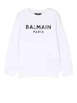 Balmain Kids толстовка с логотипом, белый