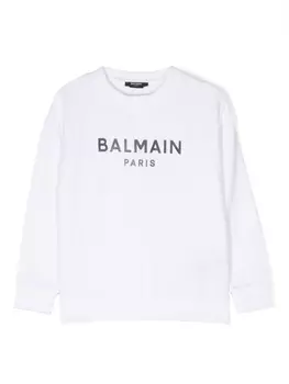 Balmain Kids толстовка с логотипом, белый