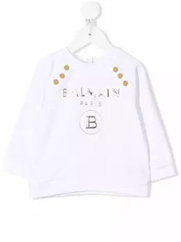 Balmain Kids толстовка с логотипом, белый