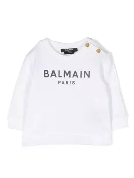 Balmain Kids толстовка с логотипом, белый