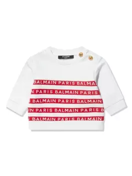 Balmain Kids толстовка с логотипом, белый