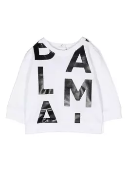Balmain Kids толстовка с логотипом, белый
