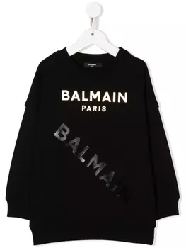 Balmain Kids толстовка с логотипом, черный