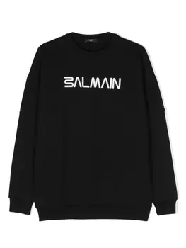Balmain Kids толстовка с логотипом, черный