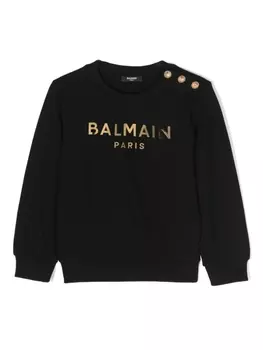 Balmain Kids толстовка с логотипом, черный