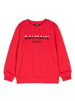 Balmain Kids толстовка с логотипом, красный