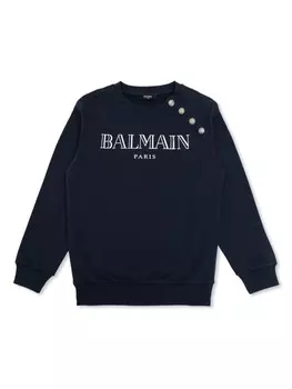 Balmain Kids толстовка с логотипом, синий