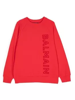 Balmain Kids толстовка с нашивкой-логотипом, красный