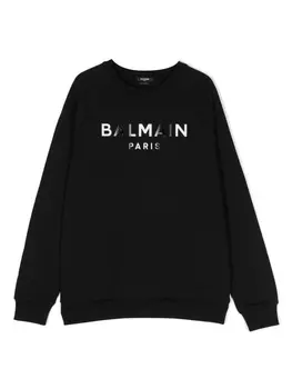 Balmain Kids толстовка с тисненым логотипом, черный