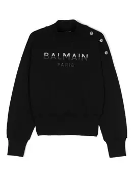 Balmain Kids толстовка с тисненым логотипом, черный