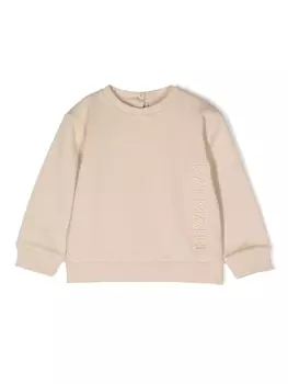 Balmain Kids толстовка с тисненым логотипом, нейтральный цвет