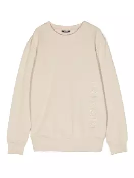 Balmain Kids толстовка с тисненым логотипом, нейтральный цвет