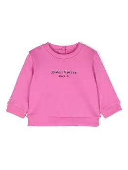 Balmain Kids толстовка с тисненым логотипом, розовый