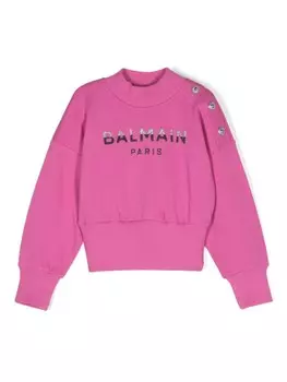 Balmain Kids толстовка с тисненым логотипом, розовый
