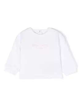 Balmain Kids толстовка с вышитым логотипом, белый