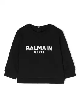 Balmain Kids толстовка с вышитым логотипом, черный