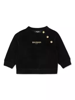 Balmain Kids толстовка с вышитым логотипом, черный