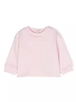 Balmain Kids толстовка с вышитым логотипом, розовый