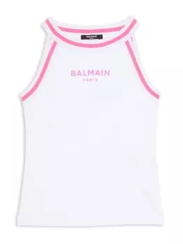 Balmain Kids топ Paris с логотипом, белый