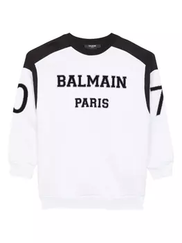 Balmain Kids топ с длинными рукавами и логотипом, белый