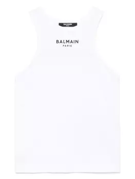Balmain Kids топ с логотипом, белый