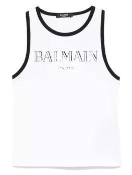 Balmain Kids топ с логотипом, белый