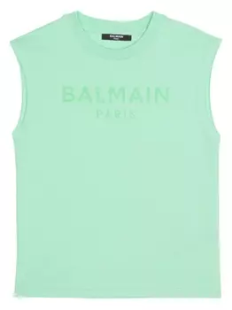 Balmain Kids топ с логотипом, зеленый