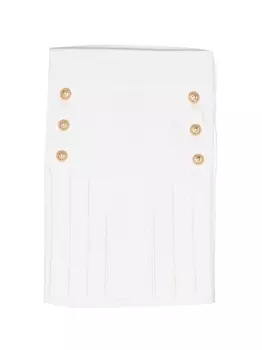 Balmain Kids трикотажная юбка с пуговицами, белый