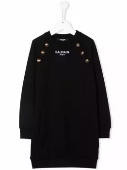 Balmain Kids трикотажное платье с длинными рукавами, черный